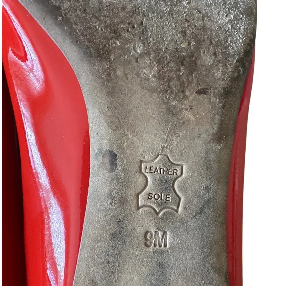 Tory Burch Maritime Ankle Wrap Ballet Flats Red Navy Patent Size 9